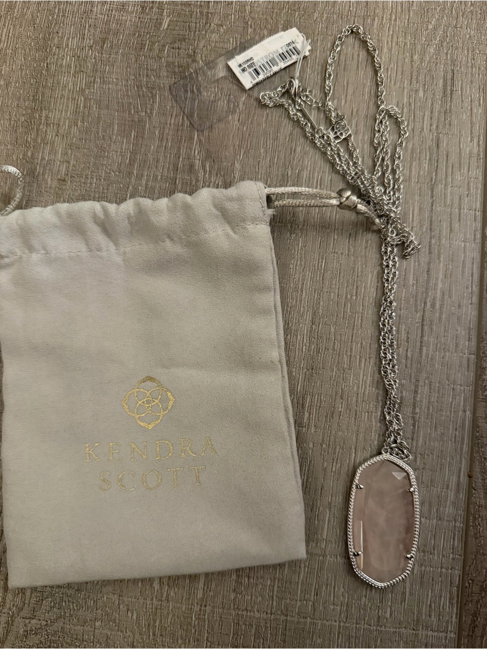 Kendra Scott NWT Silver Chain Necklace with Light Pink Pendant